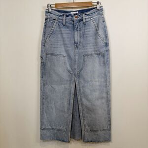 Pistola Skirt Women Size 26 Denim Jean Alice Workwear High Rise Midi Raw Grunge